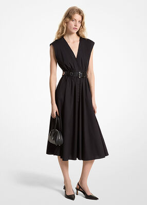 michael kors stretch organic cotton poplin midi dress