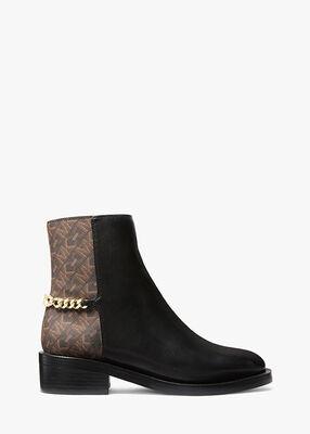 Carlisle Leather and Empire Monogram Ankle Boot