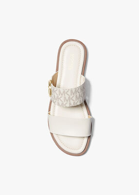 michael kors vera leather and signature logo slide sandal