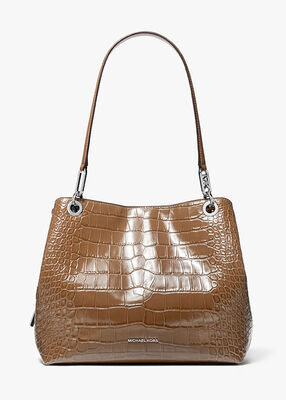 Kensington Large Crocodile Embossed Leather Tote Bag