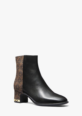 michael kors june flex leather and empire monogram ankle boot