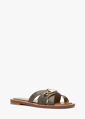 michael kors tiffanie empire signature logo slide sandal