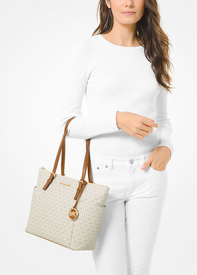 michael kors jet set logo top zip tote bag