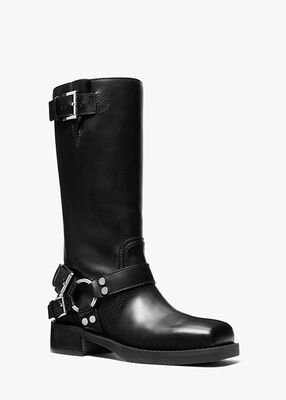 michael kors crosby leather moto boot