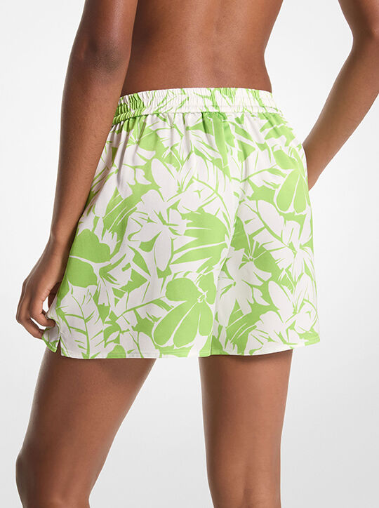 michael kors palm print satin shorts