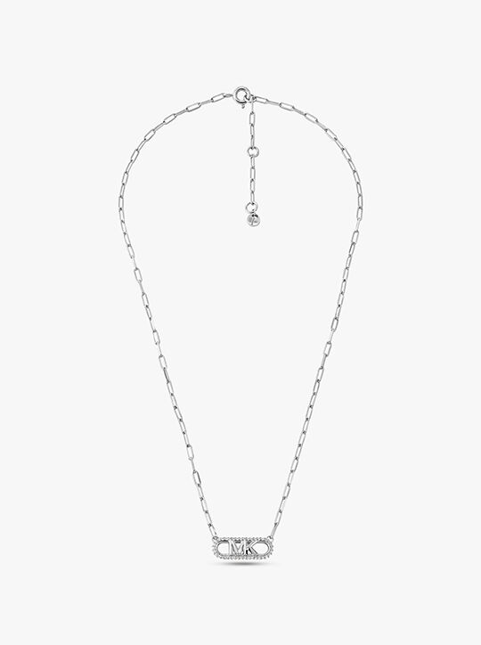 Michael Kors Sterling Silver Pavé Empire Link Pendant Necklace