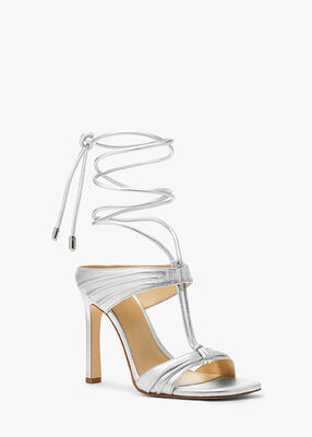 michael kors gabriella metallic leather lace up sandal