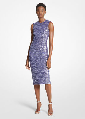 michael kors sequined stretch tulle sheath dress