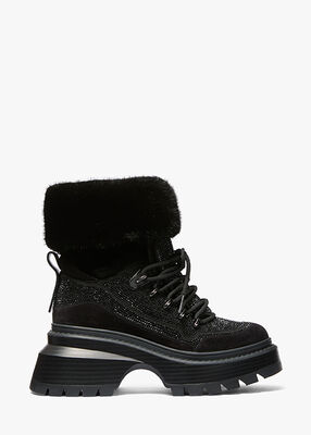 michael kors shiloh embellished mixed media boot