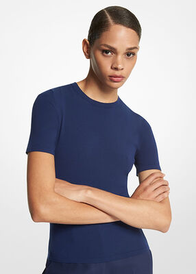 Stretch Viscose Short-Sleeve Sweater