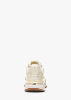 michael kors nova crackled metallic leather trainer