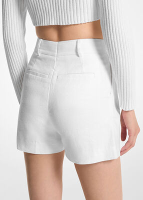 michael kors pleated linen blend shorts