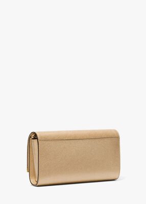 michael kors mona large metallic leather clutch