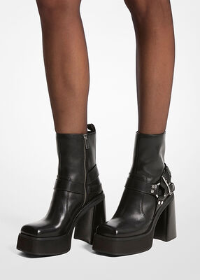 michael kors crosby leather platform moto boot