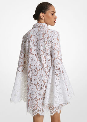 Floral Lace Bell-Sleeve Shirtdress