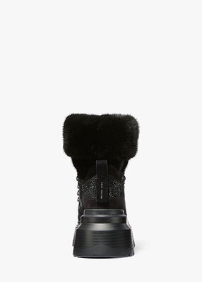 michael kors shiloh embellished mixed media boot