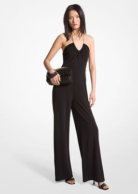 michael kors embellished stretch matte jersey halter jumpsuit