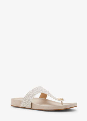 michael kors signature leather t strap sandal