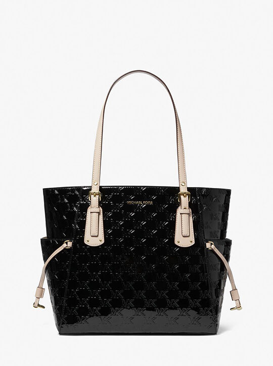 Embossed top handle tote