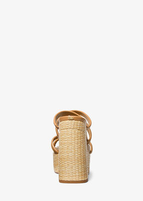 Corrine Leather and Straw Platform Sandal