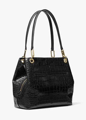 michael kors kensington large crocodile embossed leather tote bag