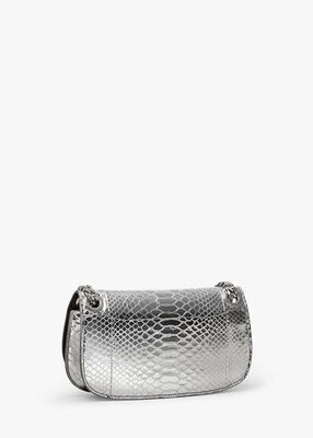 michael kors christie mini metallic python embossed leather envelope bag