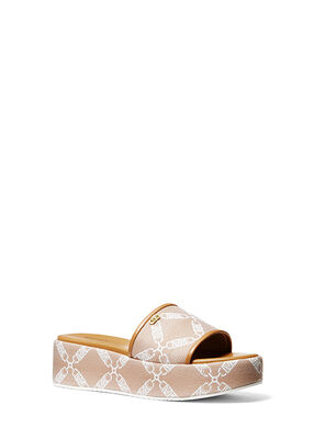 michael kors ember empire logo jacquard platform sandal