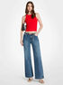 michael kors denim belted flared jeans