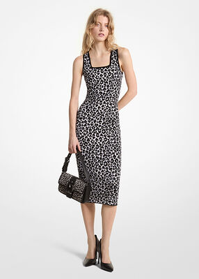 michael kors leopard jacquard knit dress