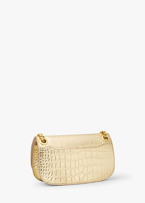 Christie Mini Metallic Crocodile Embossed Leather Envelope Bag