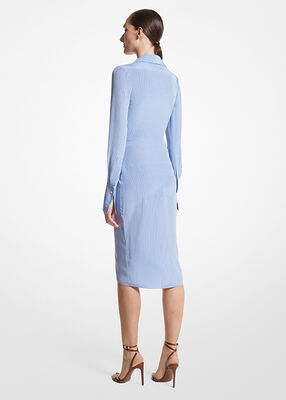 فستان قميص مخطط من الحرير العضوي من قماش كريب دي شين