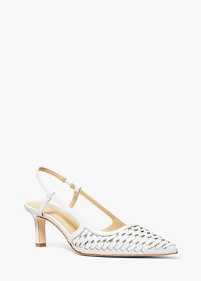 michael kors alora hand woven leather slingback pump