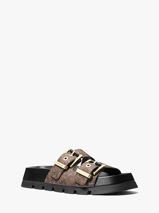 Colby Empire Monogram Flatform Slide Sandal