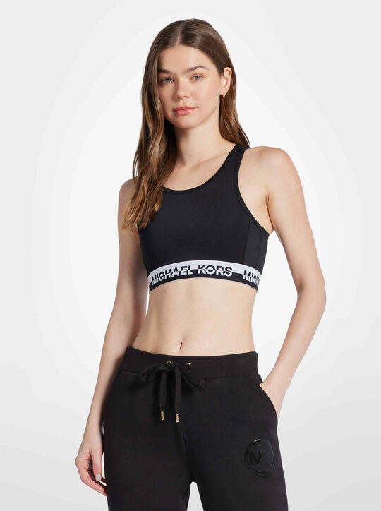 michael kors logo tape sports bra