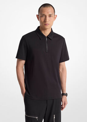 michael kors cotton zip polo shirt