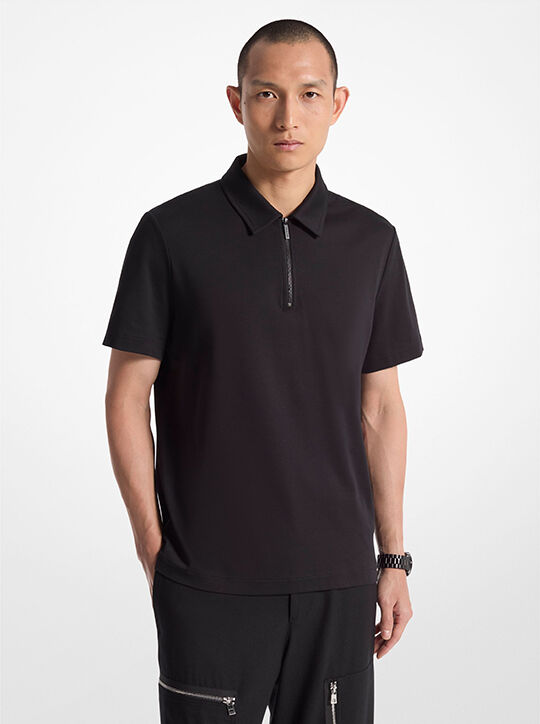 Cotton Zip Polo Shirt