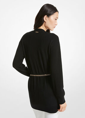 michael kors merino wool belted cardigan