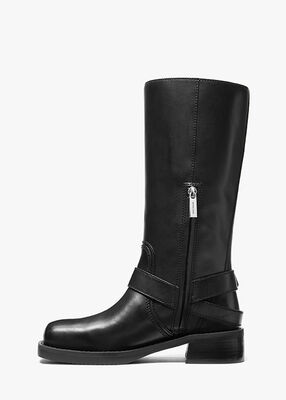 michael kors crosby leather moto boot