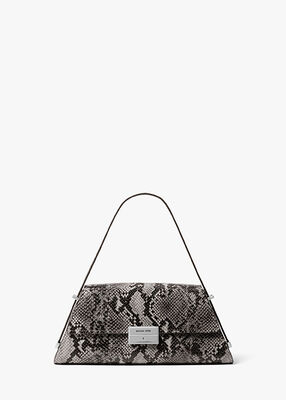 Ludlow Medium Snake Embossed Leather Shoulder Bag