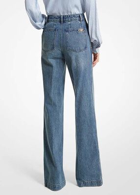 بنطال جينز واسع الساق من قماش الدنيم
