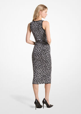 michael kors leopard jacquard knit dress