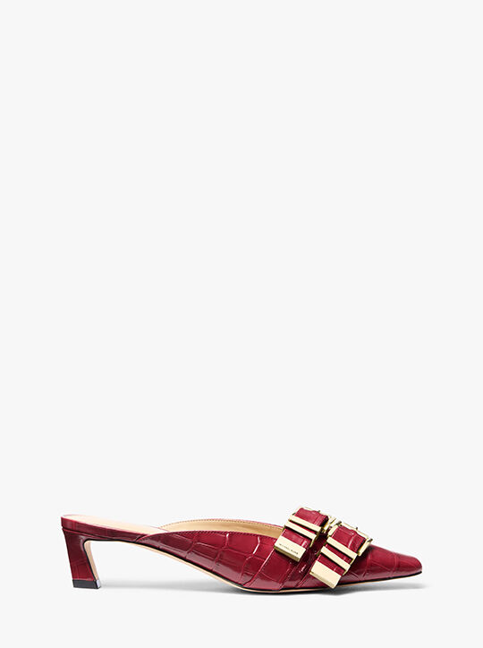 michael kors darrington crocodile embossed leather mule