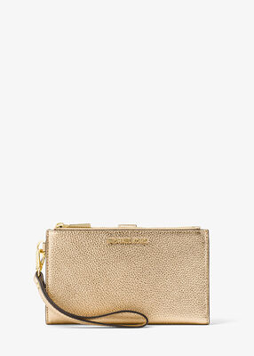 Adele Metallic Pebbled Leather Smartphone Wristlet