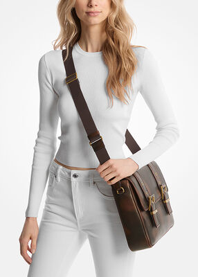 michael kors colby burnished leather messenger bag