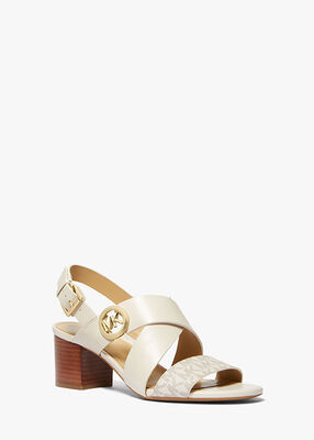 michael kors vera logo and leather sandal