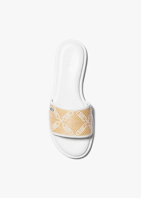 Saylor Empire Logo Jacquard Straw Slide Sandal