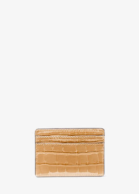 michael kors jet set small crocodile embossed leather card case