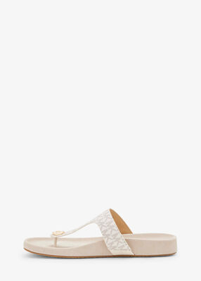 michael kors signature leather t strap sandal