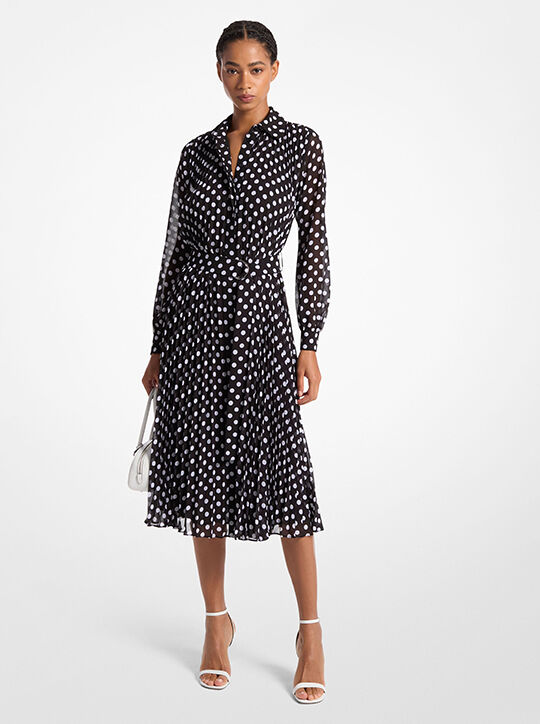 michael kors dot georgette shirtdress