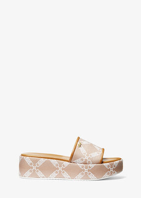 michael kors ember empire logo jacquard platform sandal